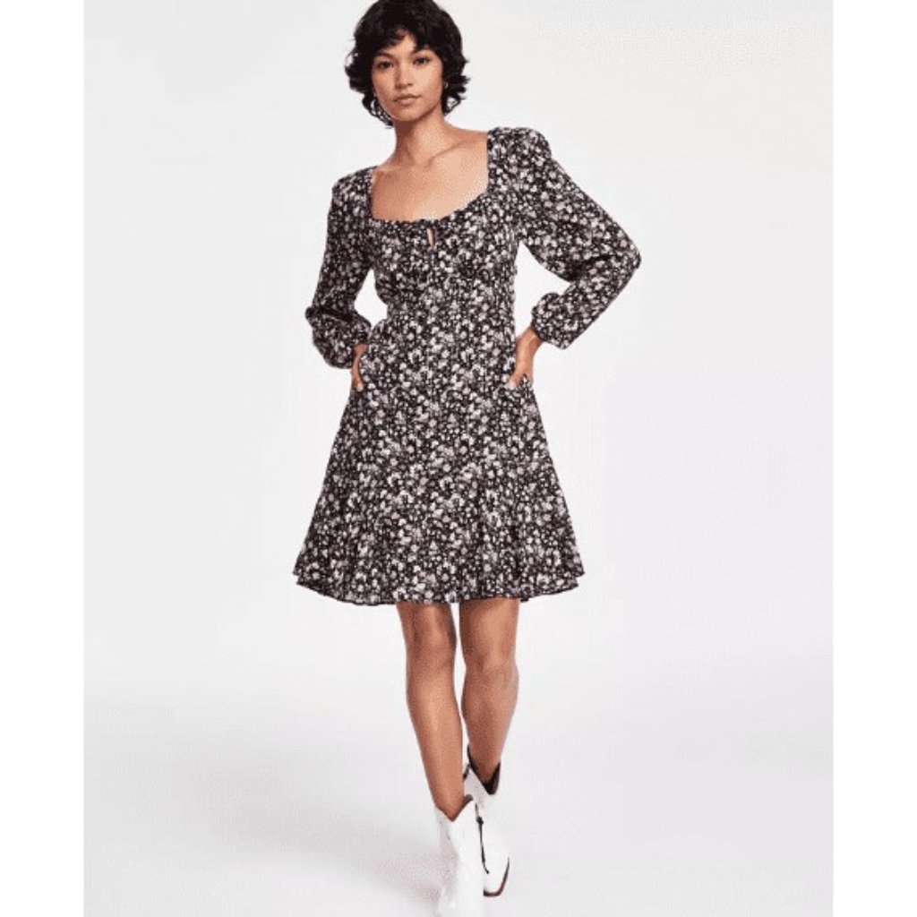 Lucky Brand Womens Flirty Flouncey FloralPrint Mini Dress Size Xxl Msrp 119